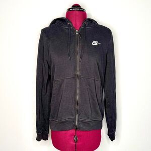 Nike Women's Black Hoodie Full-Zip Size Medium